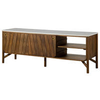 SIDEBOARD Mango 185x45x65 braun geölt / echter Marmor LOS ANGELES #06 - Braun, Holz (185/65/45cm) - Massivmoebel24