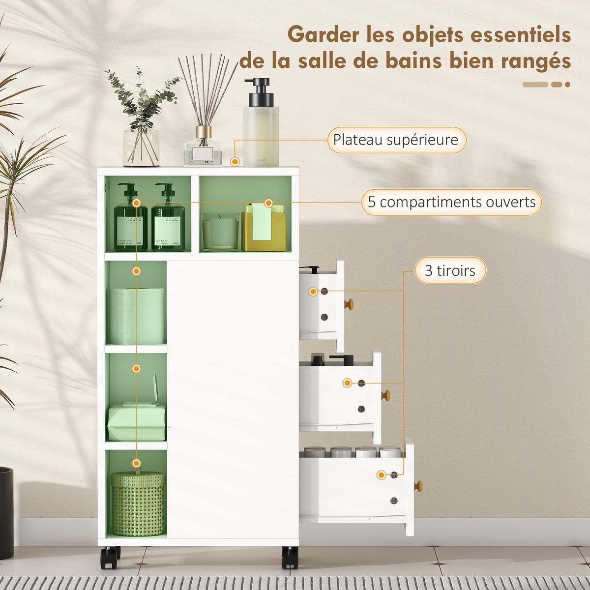 MIDISCHRANK DE-17349 Weiß - Weiß, Holzwerkstoff (20/80/40cm) - ComfortXL