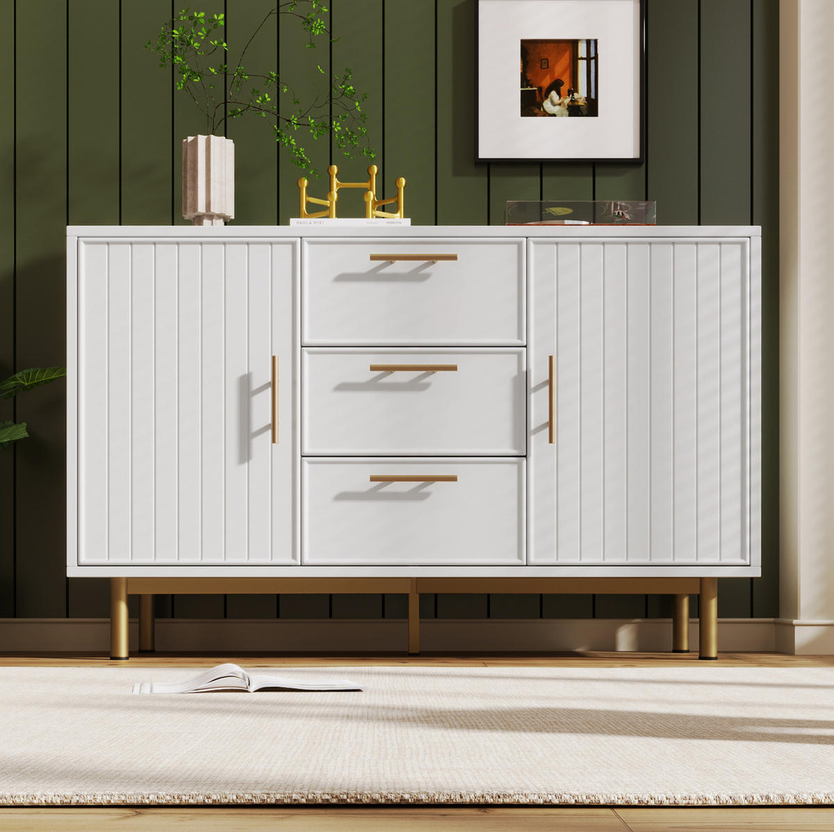 KOMMODE 120/75/40 cm Weiß aus Spanplatte mit verstellbarem Einlegeboden - Weiß, Holzwerkstoff (75/40/120cm) - OKMYHOME