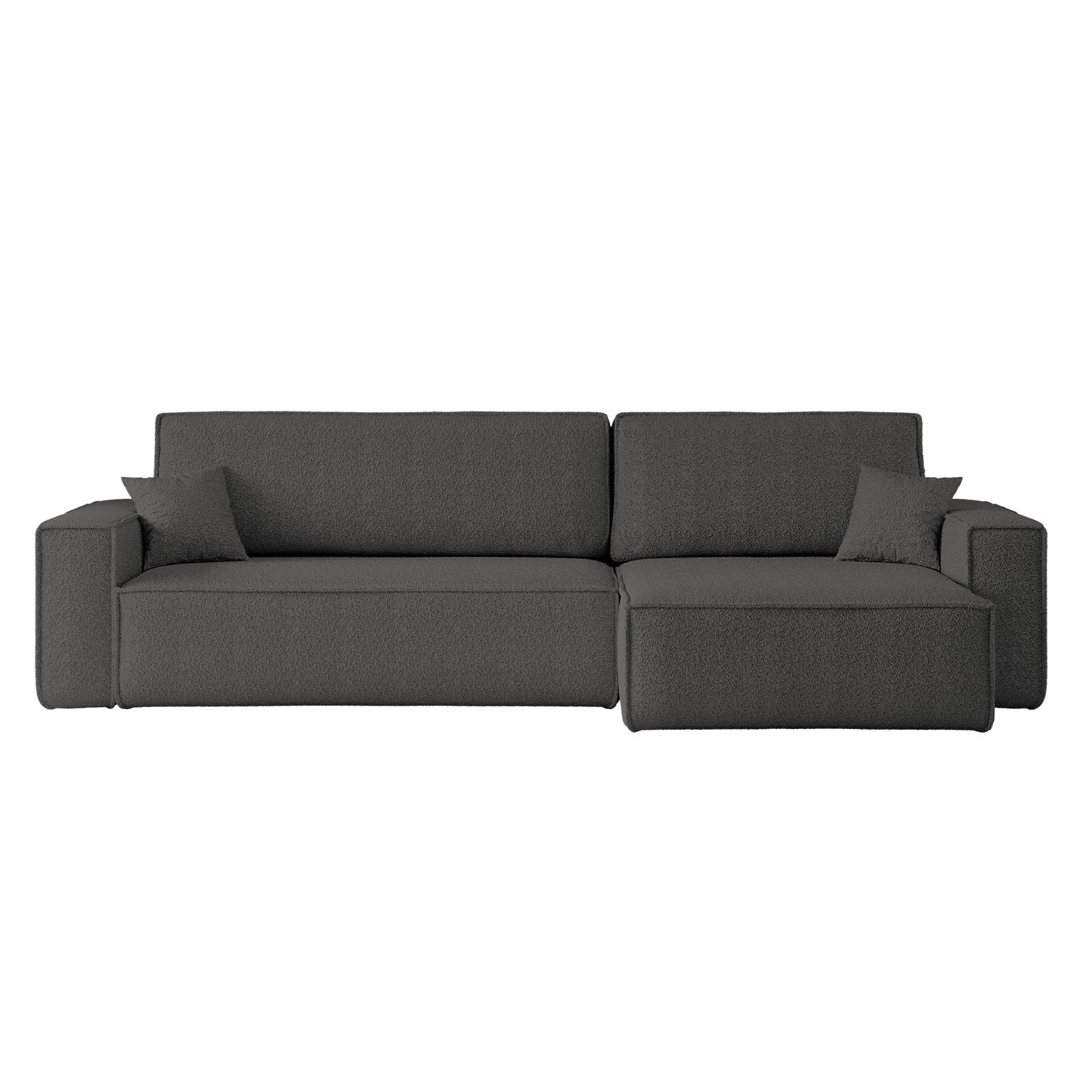 ECKSOFA Mit Schlaffunktion Und Bettkasten, Eckcouch BEST XL Stoff Quelle Graphit Rechts - Schwarz/Graphitfarben, Holz/Kunststoff (142/142cm) - Kaiser Möbel