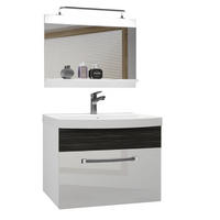 BADMÖBEL Badezimmer Weiß / Heban Royal, Glänzend und Matt - Weiß Hochglanz/Schwarz, Holz (60/51/40cm) - B BELINI GROUP