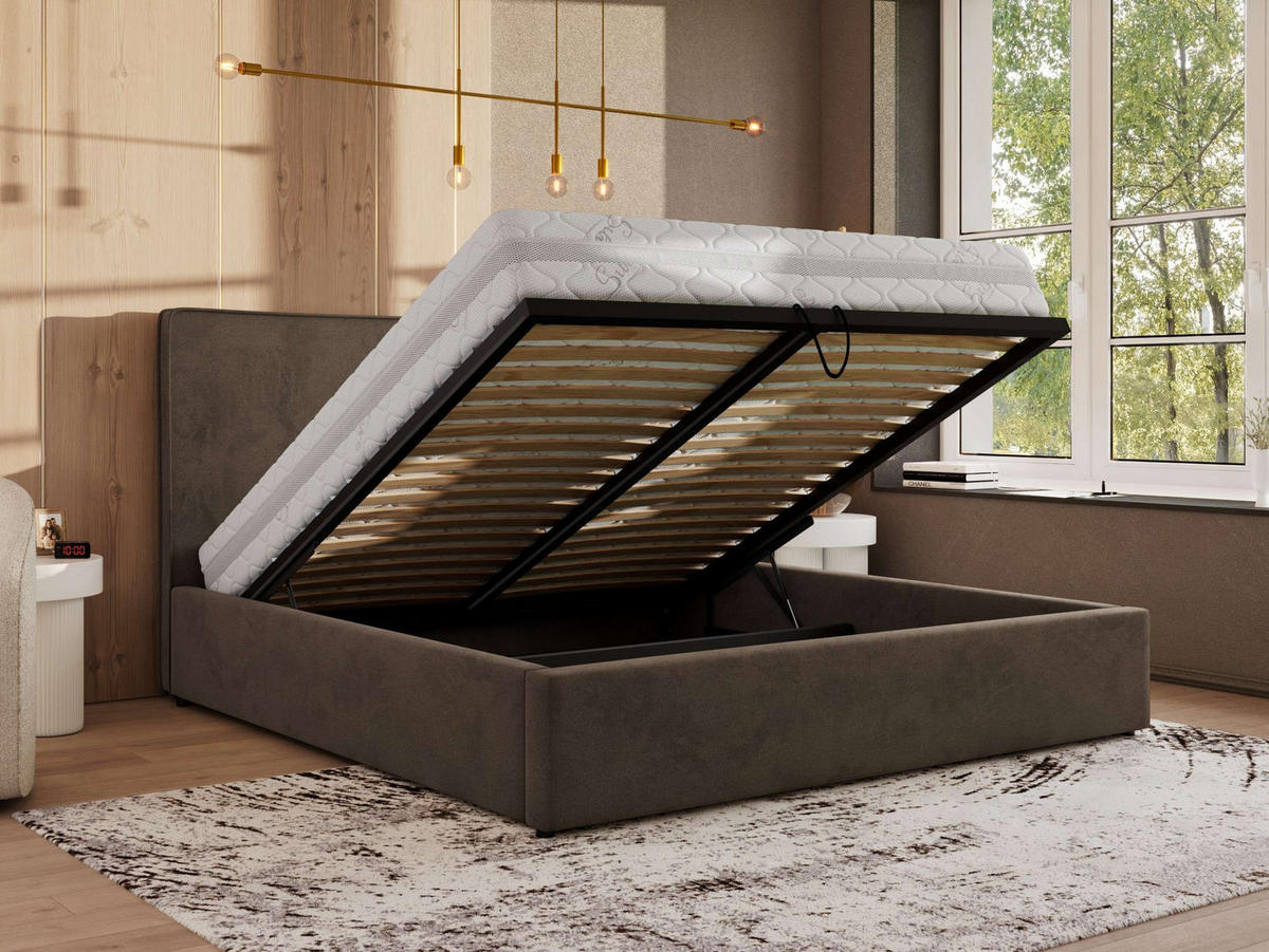 POLSTERBETT CORIVO CLASSIC 200/200 - Braun Velvet - Pocket-Matratze - Braun, Textil (200/200cm) - MKS