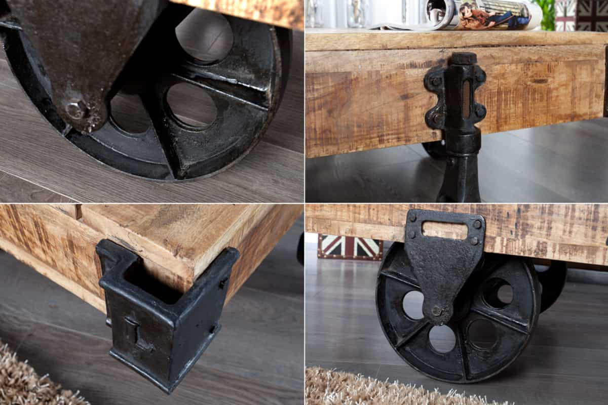 COUCHTISCH RAILWAY Mango rechteckig Natur|Schwarz 118cm - Schwarz/Braun, Holz/Metall (69/118/40cm) - riess-ambiente