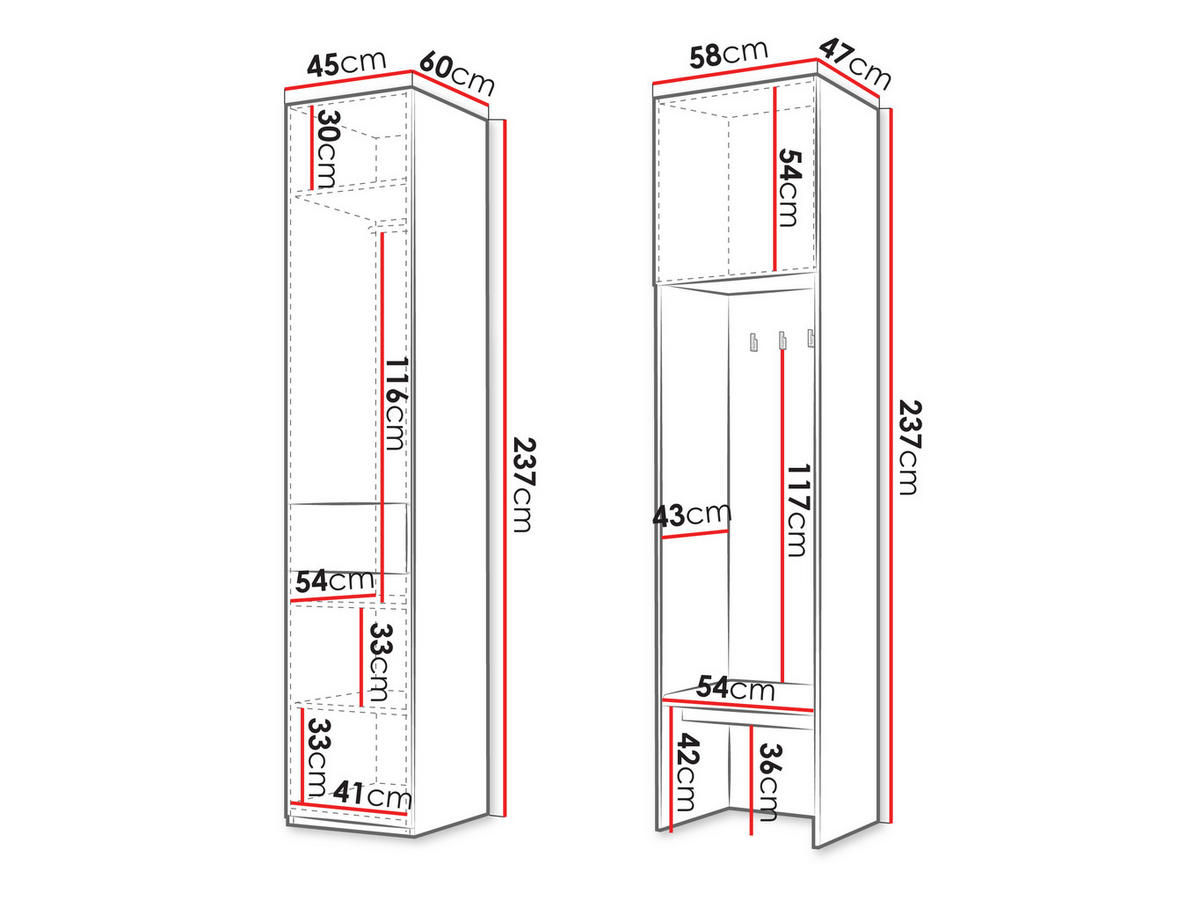GARDEROBE-SET Soreno I - Eichefarben/Beige, Holzwerkstoff/Kunststoff (103/237/60cm) - MIRJAN24