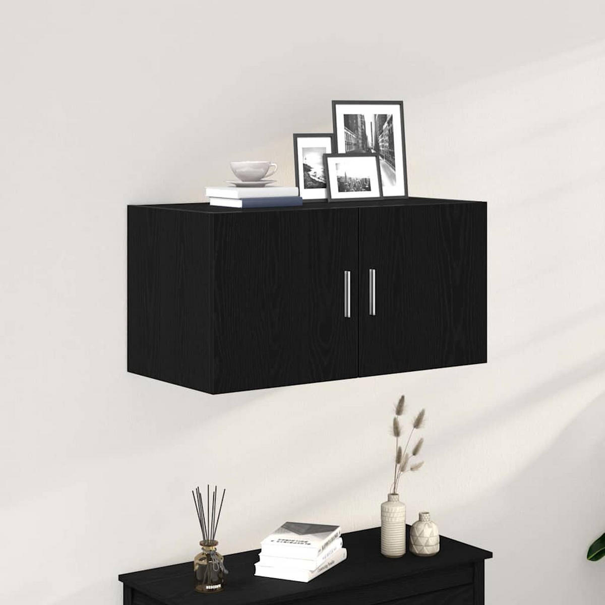 WANDSCHRANK Schwarz Eichen-Optik 80/39/40 Cm Holzwerkstoff - Schwarz, Holzwerkstoff (39/40/80cm) - vidaXL
