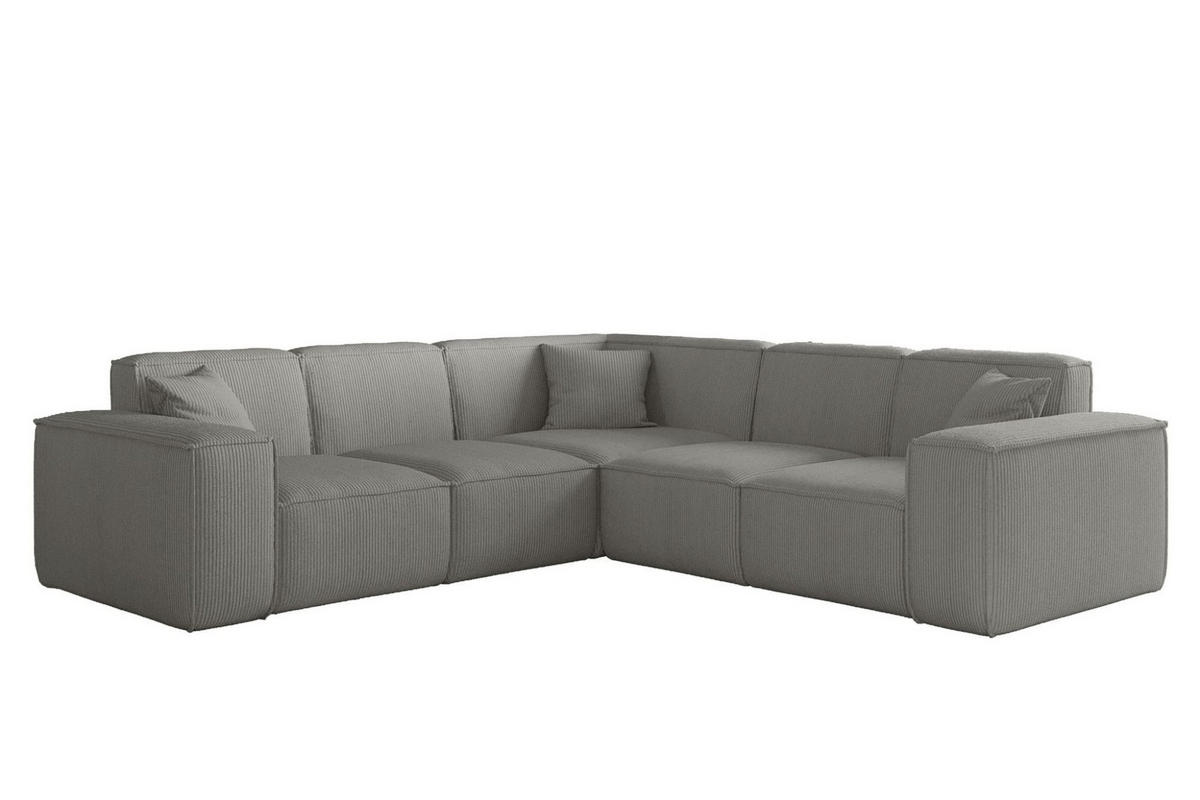 SOFA Celes Premium Stoff Scala - Grau, Holzwerkstoff/Textil (246/246cm) - Fun Möbel