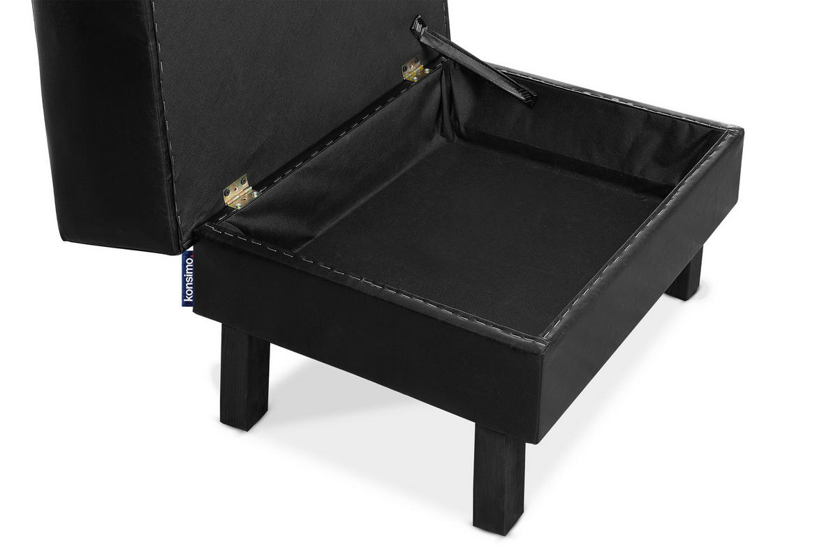 SITZHOCKER ESPECTO auf hohen Holzbeinen, schwarz - Schwarz, Textil (58/47/56cm) - KONSIMO®