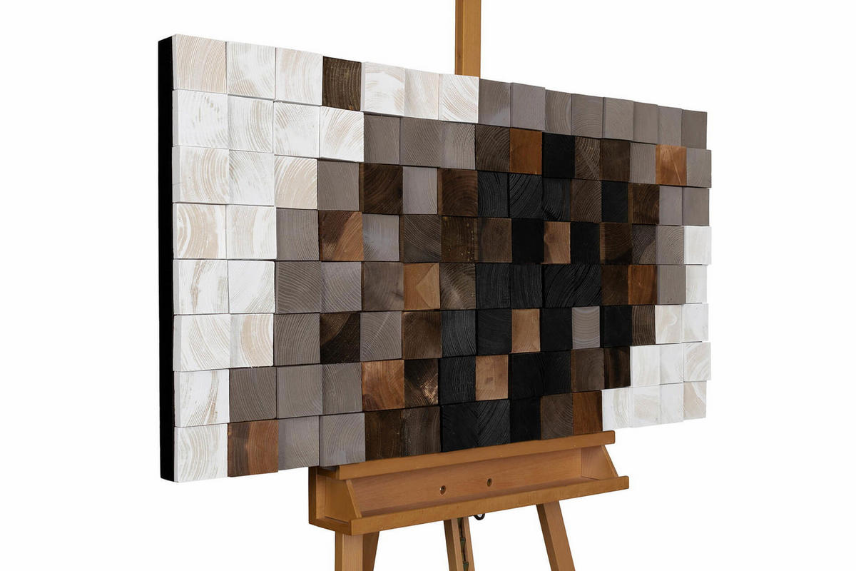 HOLZBILD Grau 98/55 cm - Weiß/Grau, Holz (6.5/55cm) - KUNSTLOFT