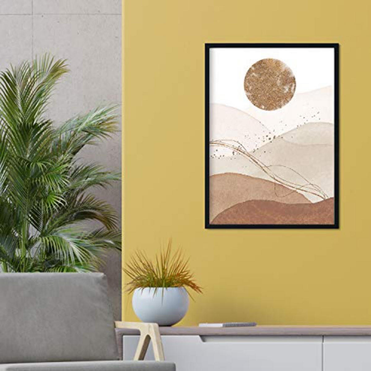 POSTER Set mit 4 Blätter und abstrakten Formen mit braunen Tönen A3 Rahmenlos - Klar, Papier (29.7/3cm) - Nacnic