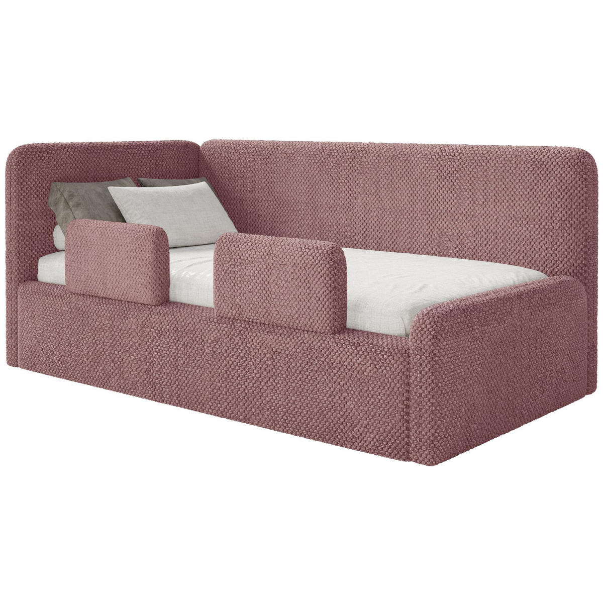 KINDERBETT Fanko Samt Rosa 90x200 cm - Pink/Schwarz, Kunststoff/Textil (90/200cm) - Selsey