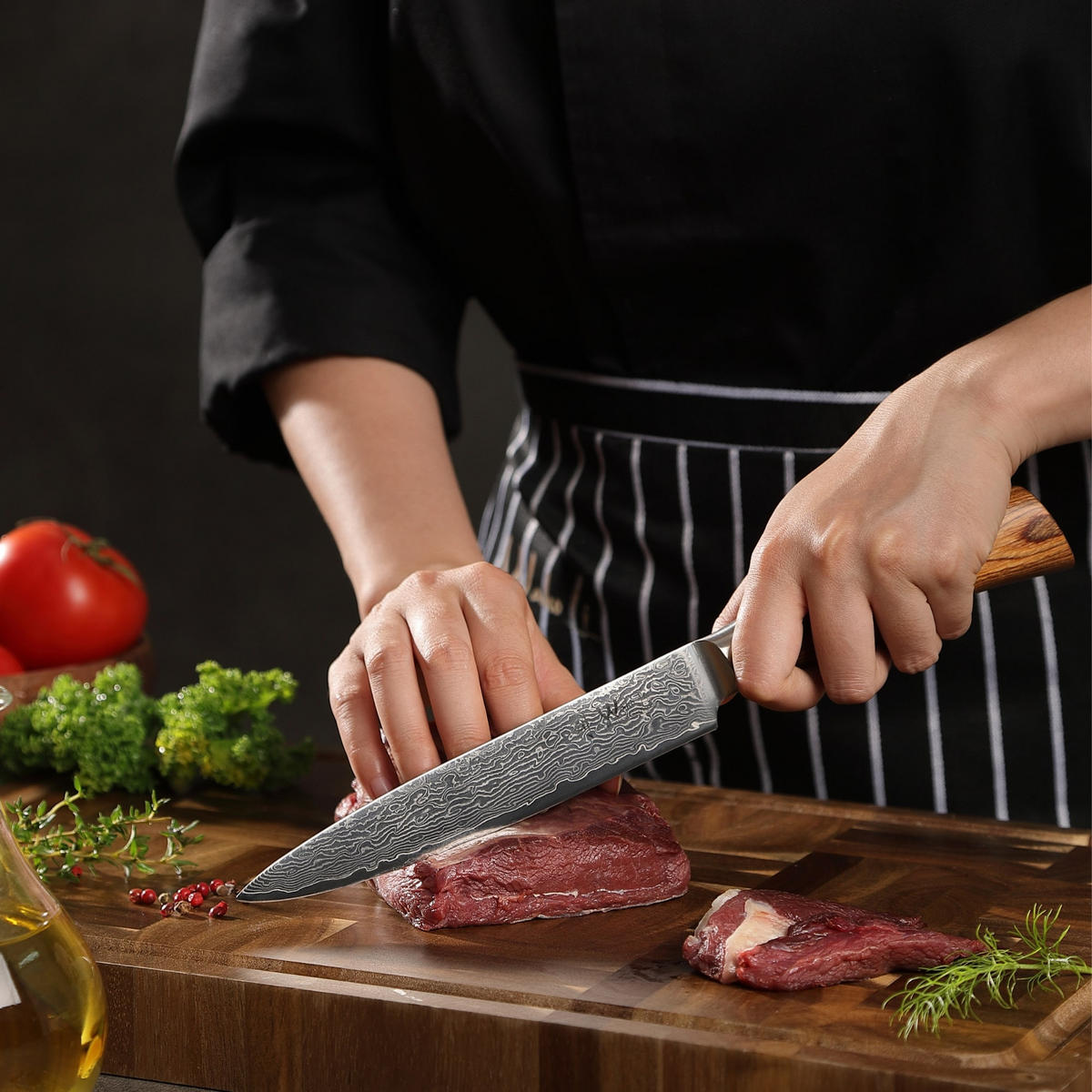 FLEISCHMESSER 17 cm - Braun, Holz/Metall (32cm) - Wakoli