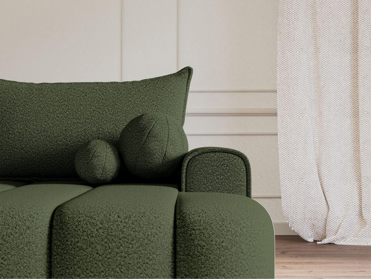 ECKSOFA Dandelino Khaki mit Bouclé-Bezug, rechts - Schwarz/Grün, Kunststoff/Textil (275/168cm) - Selsey