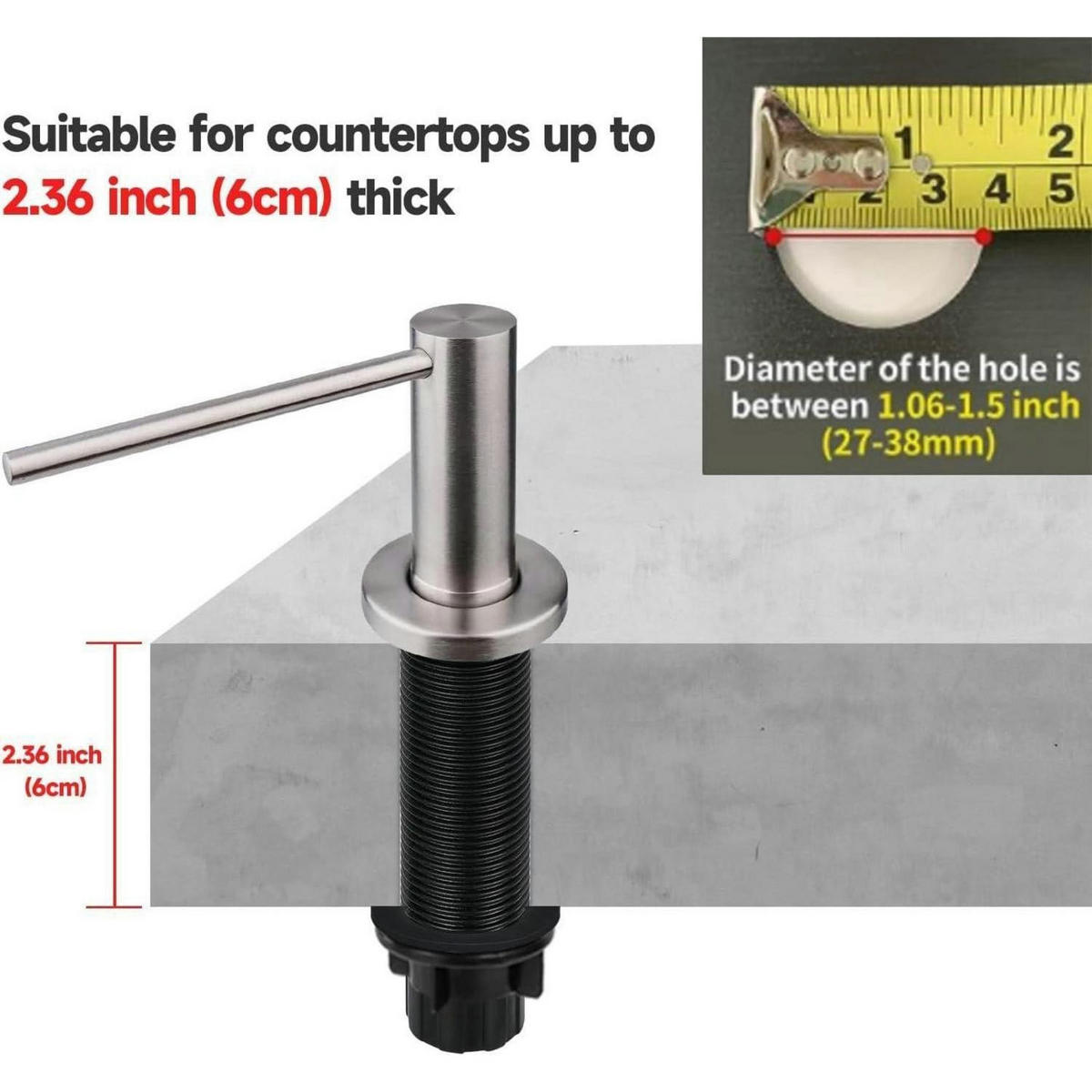 SPÜLMITTELSPENDER AK1052 Edelstahl gebürstet 500 ml - Silberfarben, Metall (11.8/7/21.2cm)