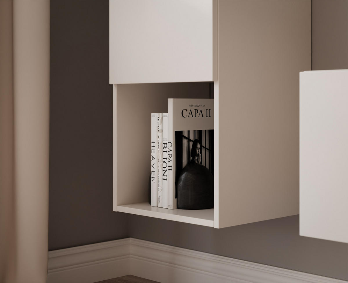 WOHNWAND ANGEL LINE V 2-teilig, mit LED-Beleuchtung, Kaschmir - Kaschmir, Holzwerkstoff (140/180/40cm) - Idohome