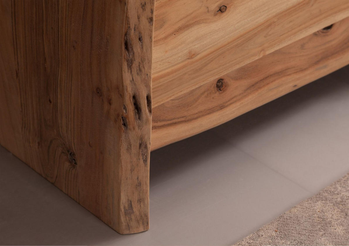 VITRINE Akazie 71x45x147 natur lackiert PURE ACACIA #110 - Braun, Holz (71/147/45cm) - Massivmoebel24