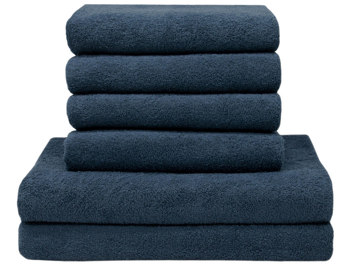 HANDTÜCHER SET, 6er-Set, 50x100 cm + 70x140 cm, 100% Baumwolle, Blau - Dunkelblau, Textil (50/100cm) - Zollner
