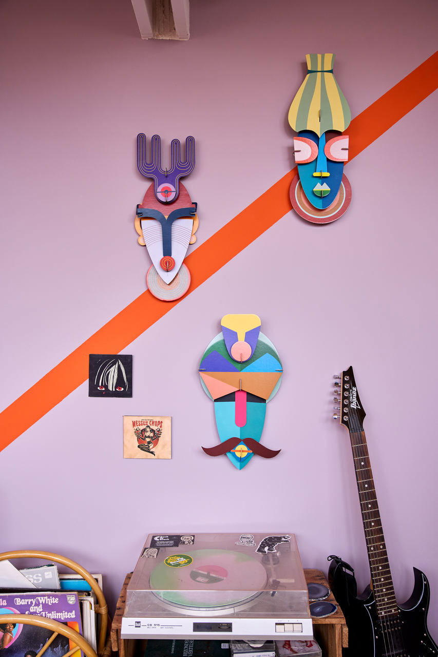 WANDDEKO Mumbai-Maske 18/5 cm - Multicolor/Weiß, Wellpappe (18/5/51cm) - KUNSTLOFT
