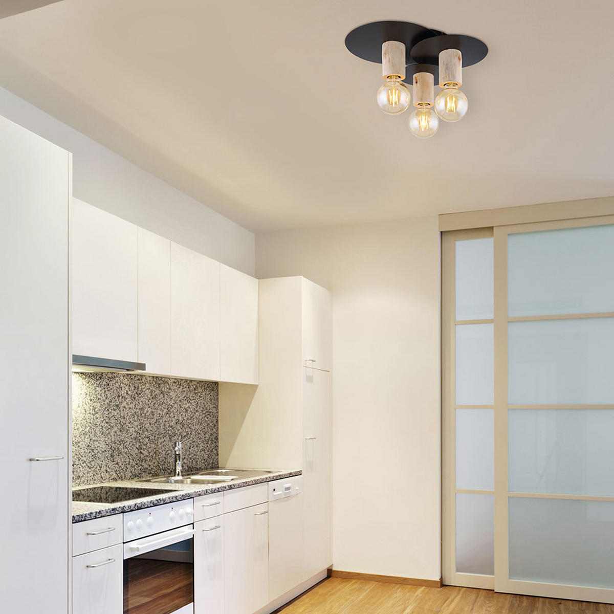 DECKENLEUCHTE Holzoptik Braun 3 flammig - Braun, Holz (43/43/16.5cm)