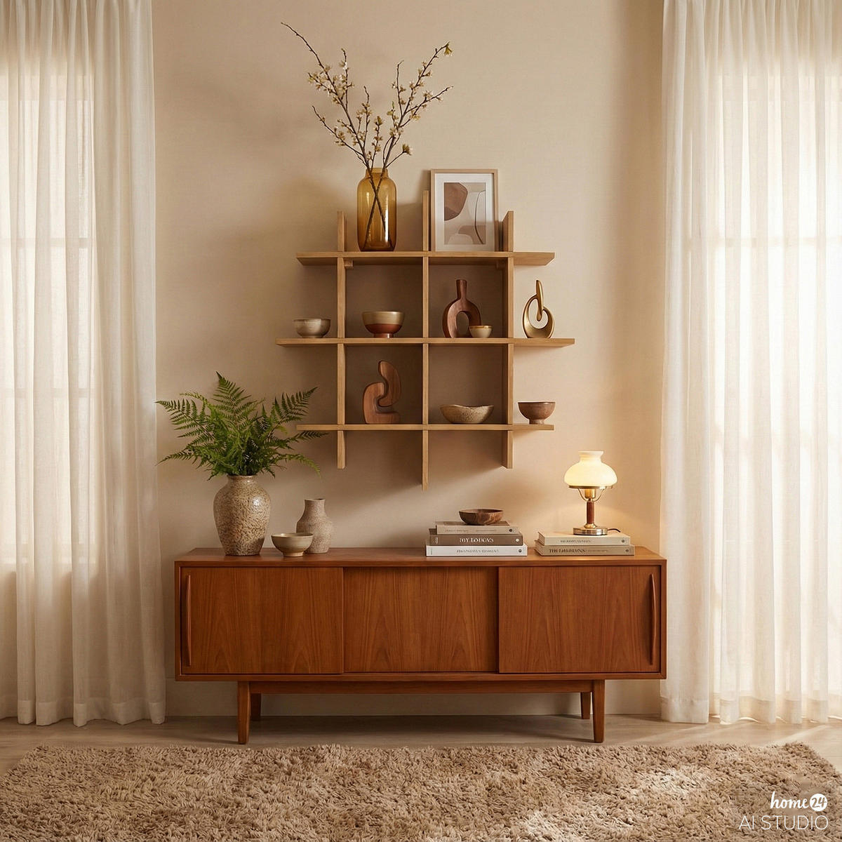 FURNIERTES TASSENREGAL - Tanne - Braun, Holzwerkstoff (73/73/20cm) - home24