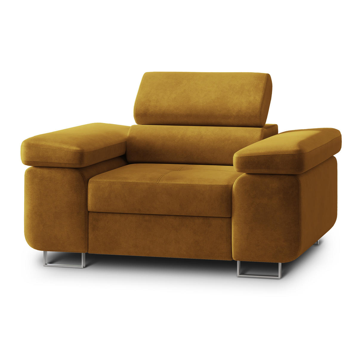 SESSEL CALVO Polstersessel Loungesessel ergonomisch, Gelb - Gelb, Holz/Metall (133/87/98cm) - MASSENO