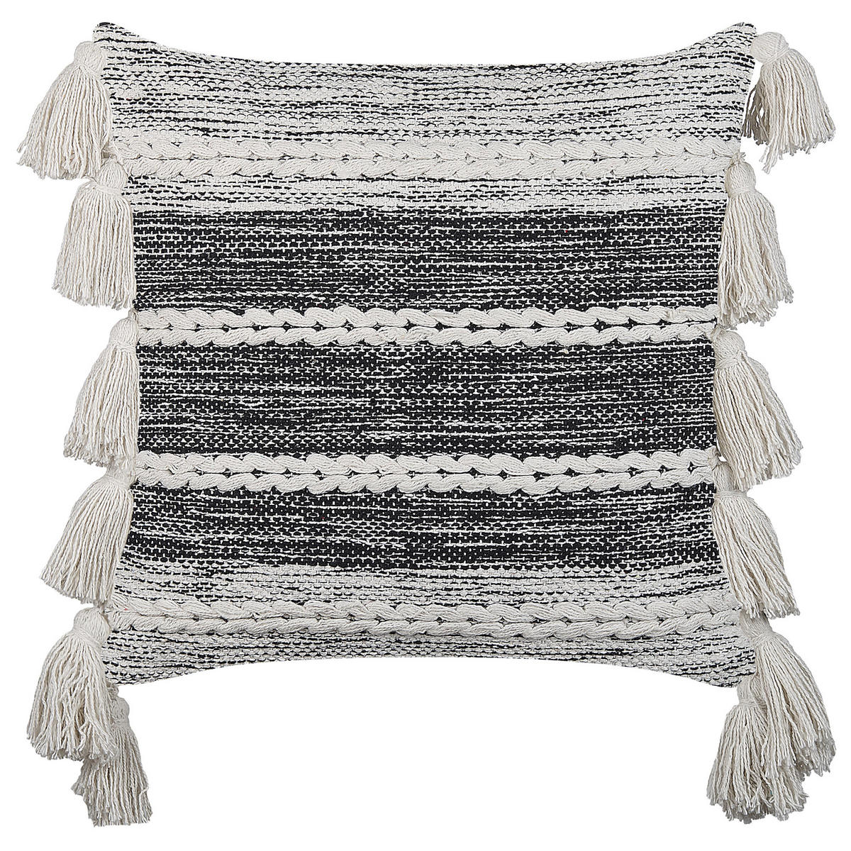 DEKOKISSEN 2er-Set Cremeweiß 45/45 cm Rochea - Ecru/Schwarz, Naturmaterialen/Textil (45/45cm) - Beliani