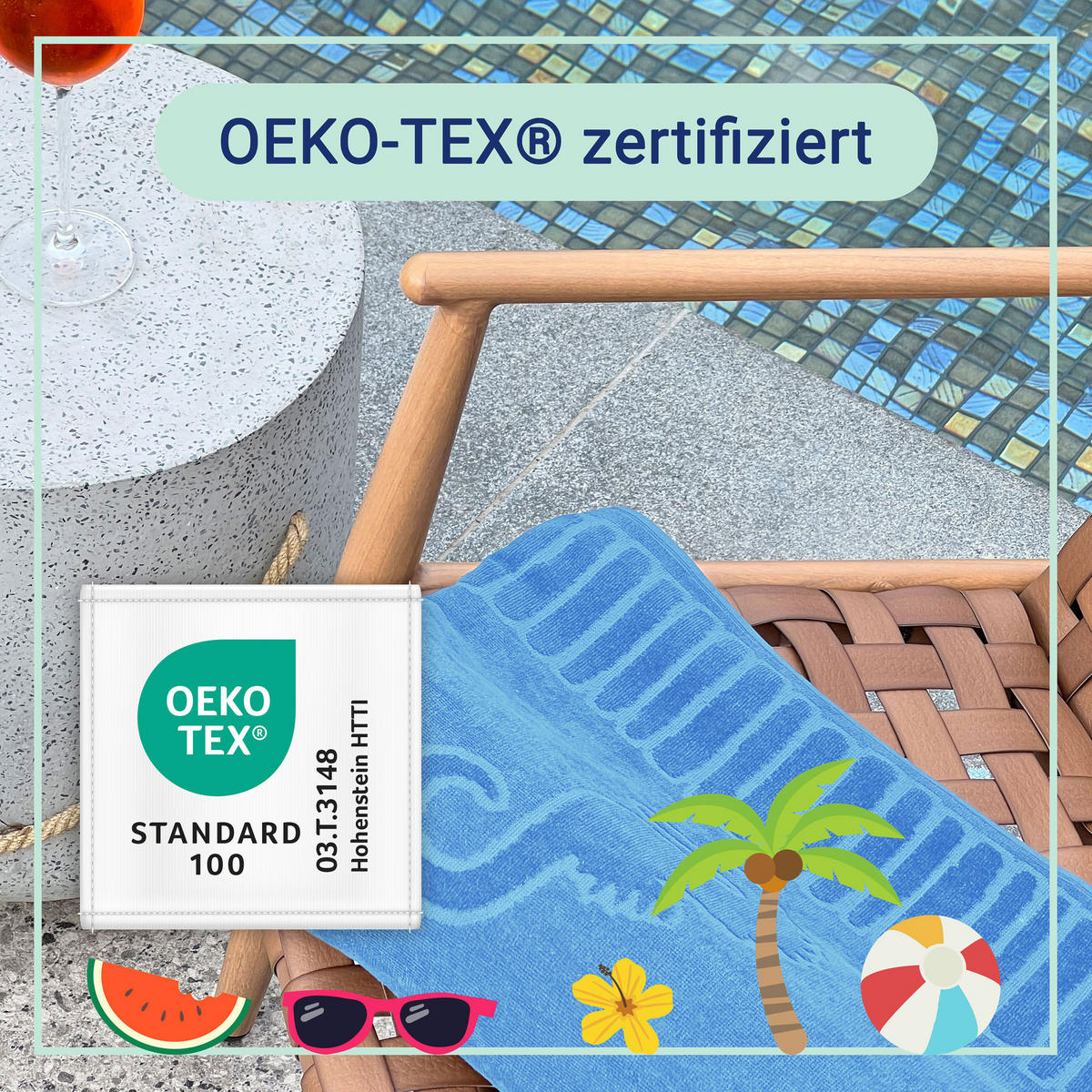 STRANDTUCH, 100x200 cm, 100% Baumwolle - Pastellblau, Textil (100/200cm) - Zollner