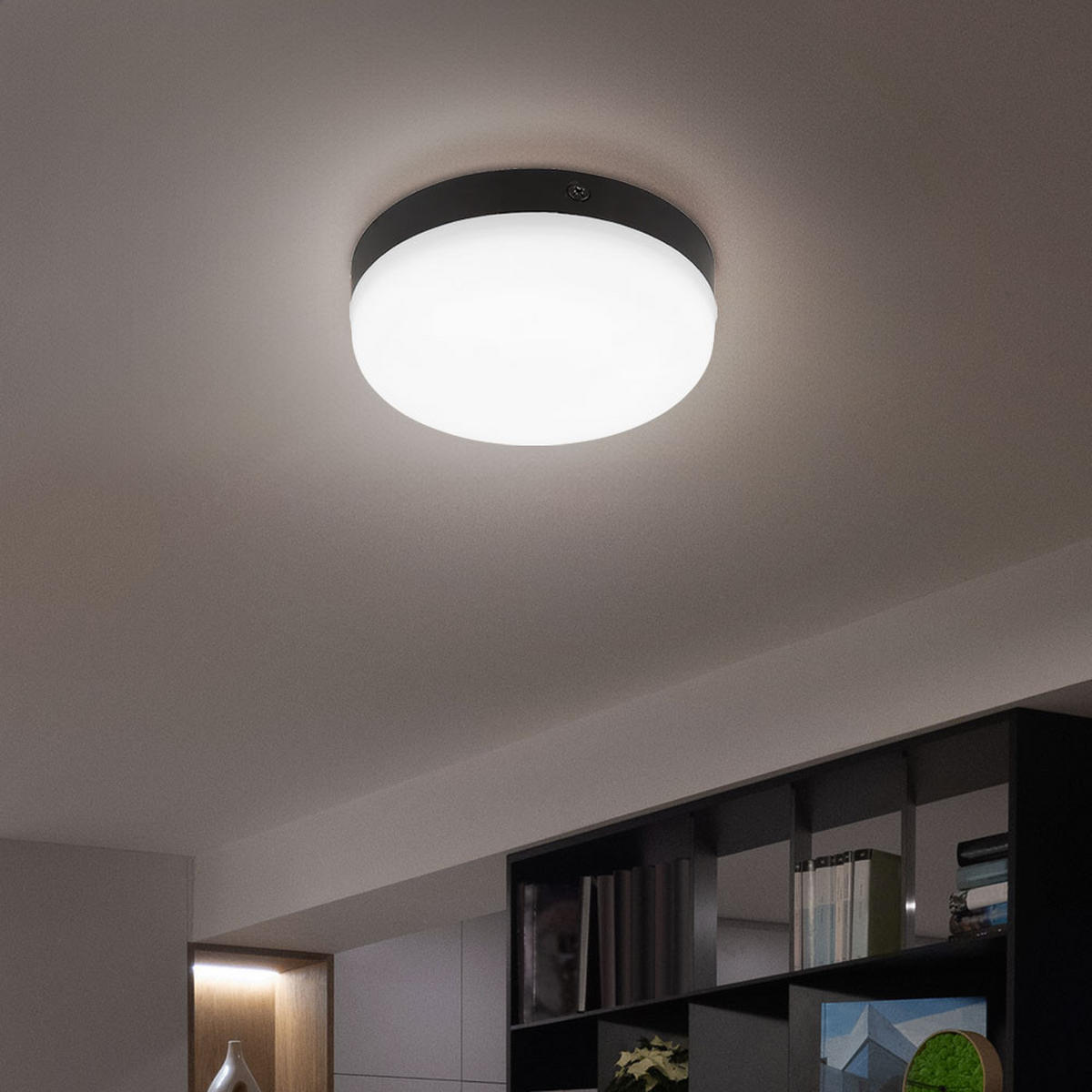 LED DECKENLEUCHTE Matthew Schwarz - Schwarz, Kunststoff (12/12/4.5cm) - Globo Lighting