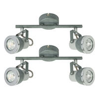 LED DECKENLEUCHTE Steingrau Chrom 2-flammig - Grau, Metall (26/8/18.5cm) - Globo Lighting