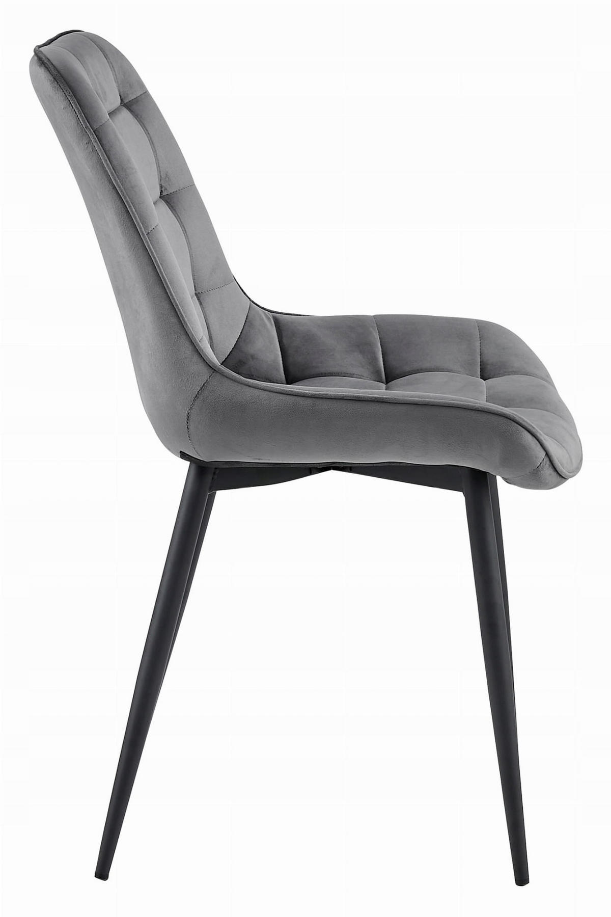 STUHL BARDI 2-er Set, Grau, Schwarz, mit Samtstoff gepolstert - Rosa, Textil/Metall (54/88/60cm) - Komodee