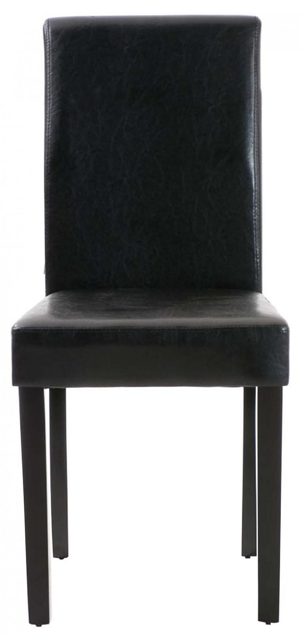 STUHL 6er Set Lederlook schwarz - Dunkelbraun/Schwarz, Holz/Textil (41/91/47cm) - CLP