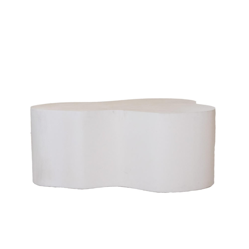 COUCHTISCH, organisch geformt in Betonoptik 100cm, wieß - Weiß, Holz (100/65/41cm) - Giga Meubel