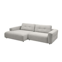 ECKSOFA XL MIKA Hellgrau Cord - Hellgrau/Schwarz, Kunststoff/Textil (296/167cm) - KAWOLA