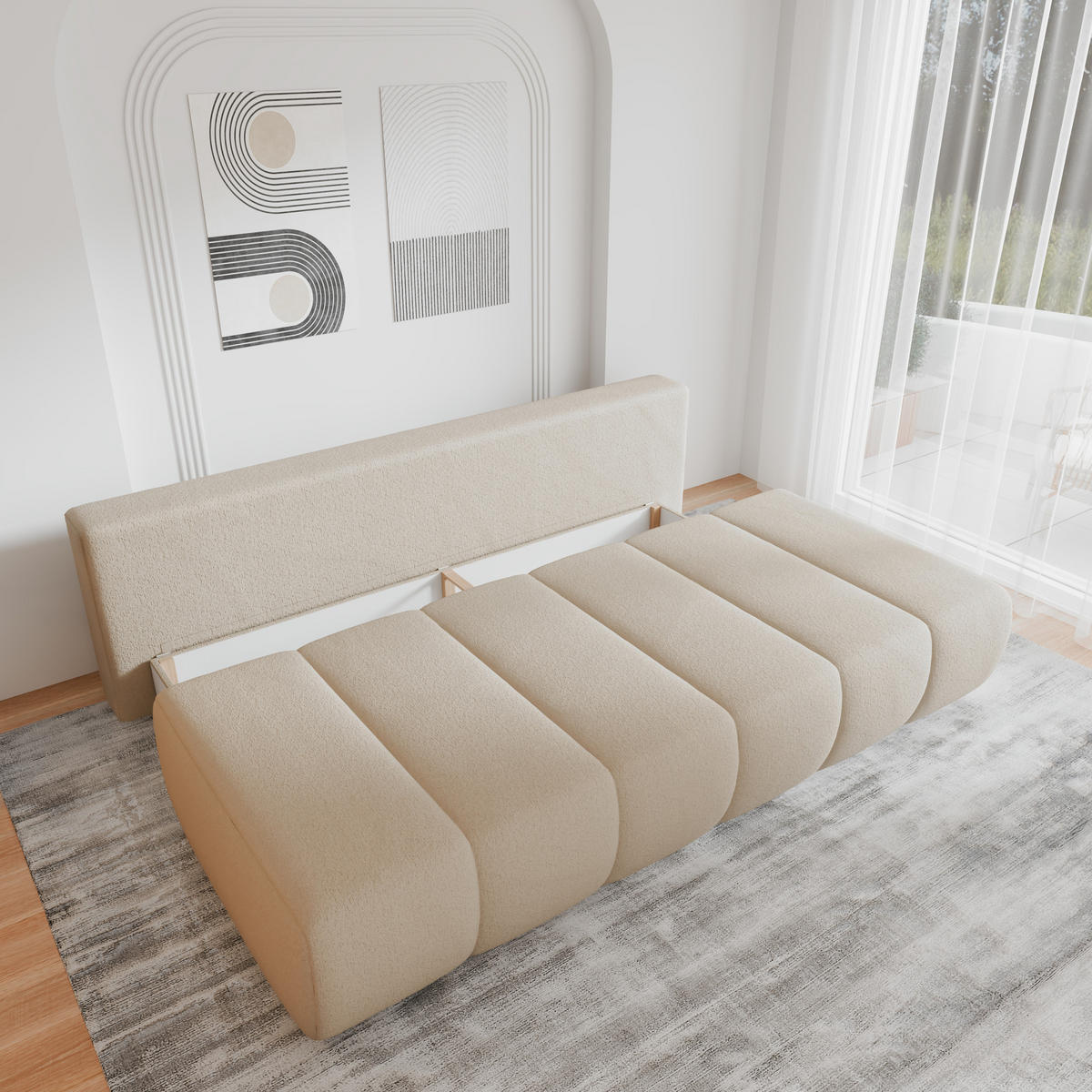 SCHLAFSOFA - Fluffy - Creme (Anthology 20) - Creme, Holz (210/88/104cm) - Möblo