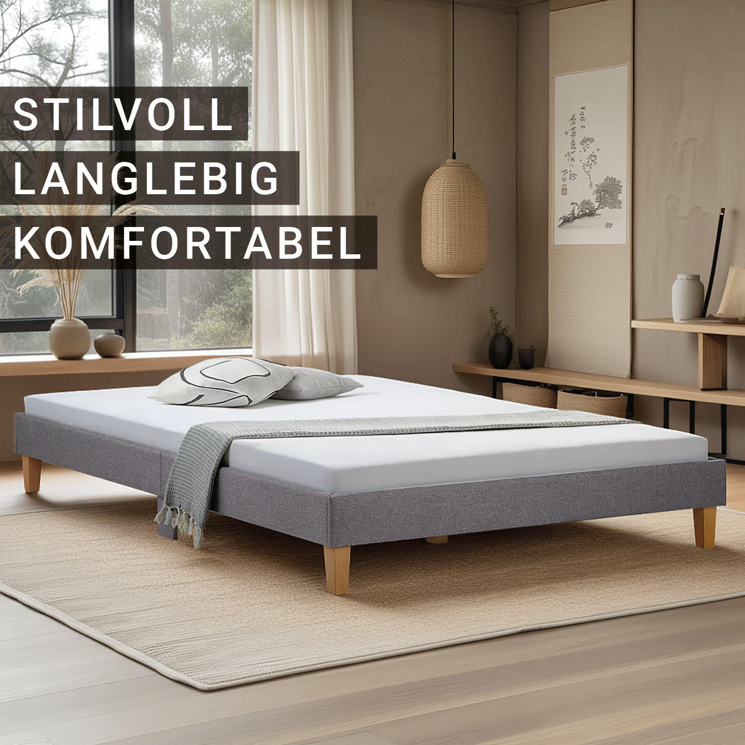POLSTERBETT mit Lattenrost 160/200 cm in Grau - Grau, Textil (160/200cm) - Homestyle4u