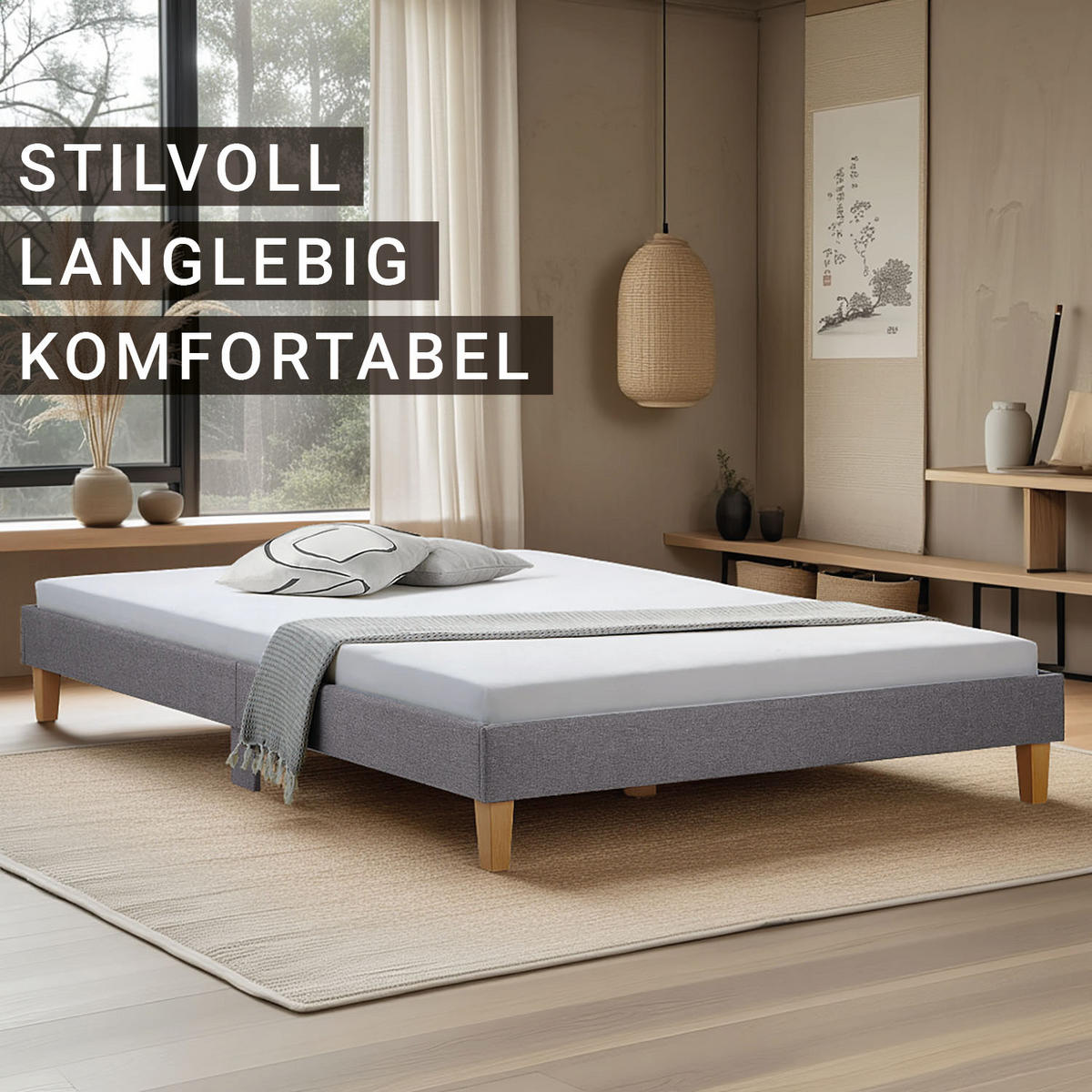 POLSTERBETT mit Lattenrost 160/200 cm in Grau - Grau, Textil (160/200cm) - Homestyle4u