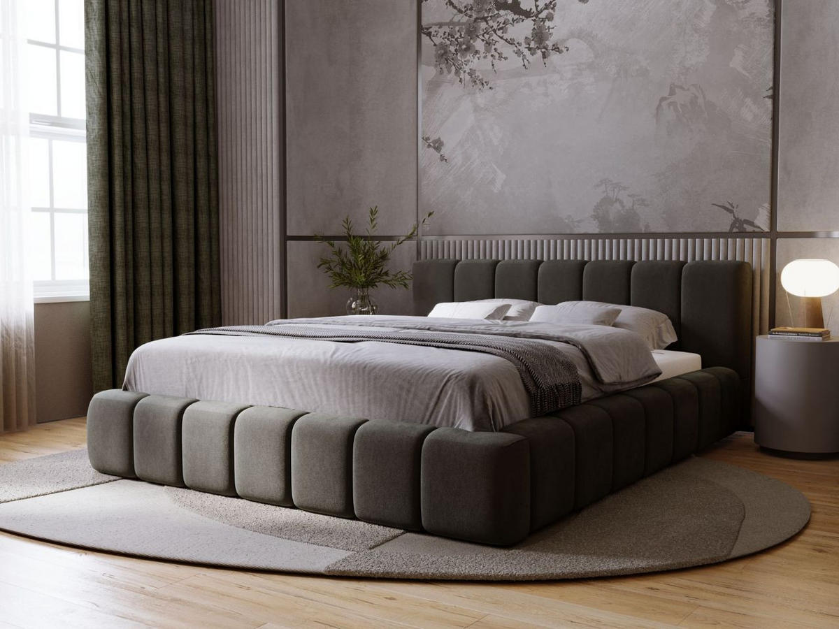 POLSTERBETT Orio 160x200 Dunkelgrau - Dunkelgrau, Textil (160/200cm) - Graingold