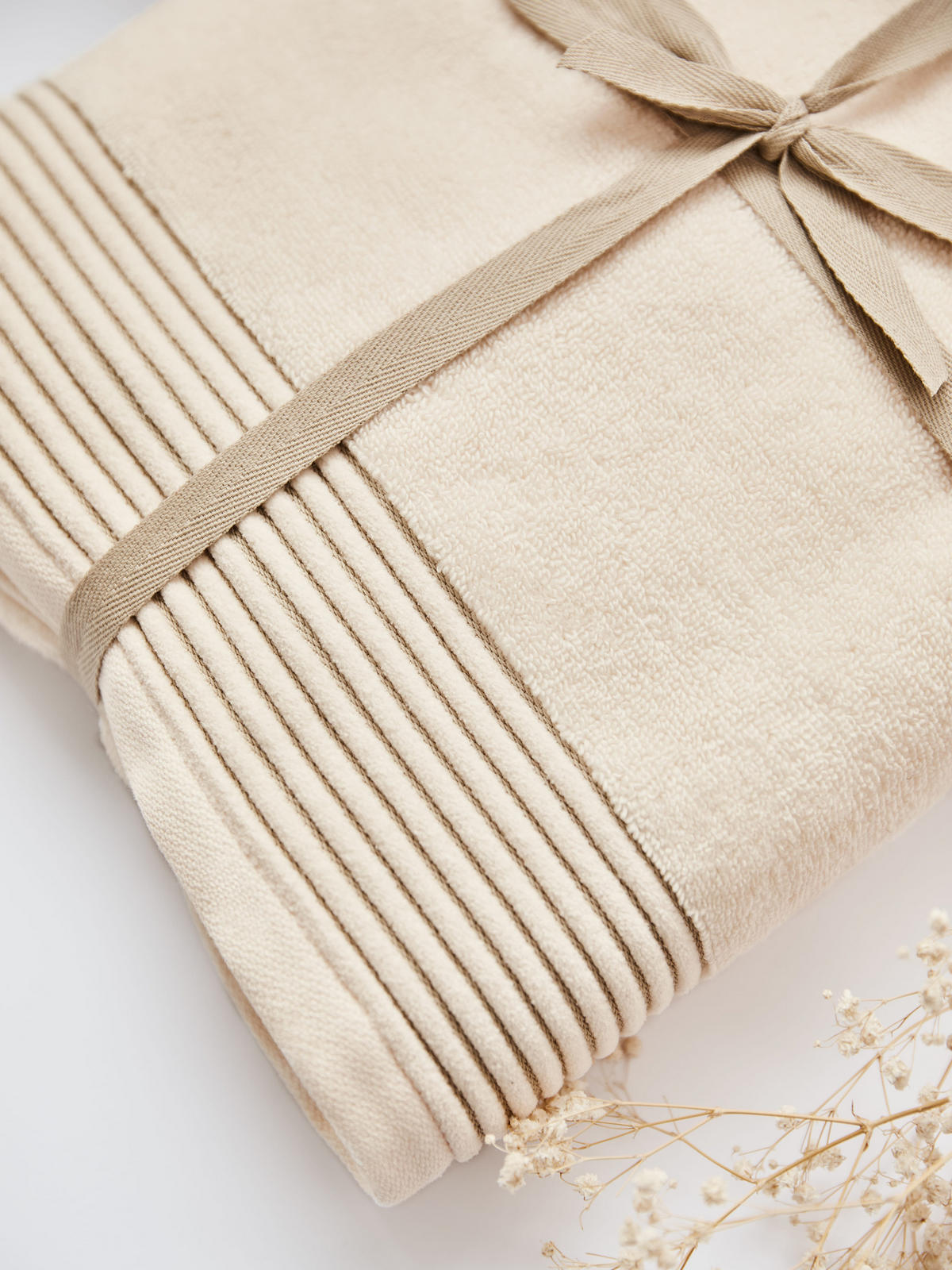 HANDTUCH Serene Bliss 2er set, 50x100cm, Baumwolle, Dunkelbeige - Champagner, Textil (50/100cm) - SOWL
