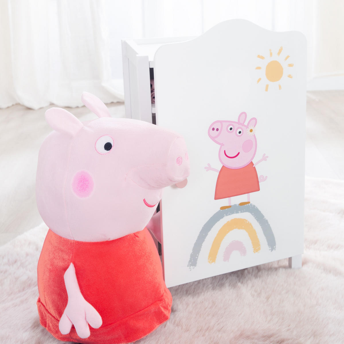 PUPPENKLEIDERSCHRANK Peppa Pig - Weiß, Holzwerkstoff (29.5/52/26cm) - Roba