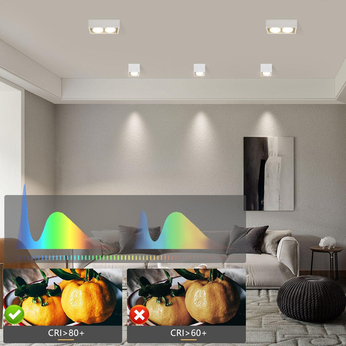 LED Deckenstrahler 2 Flammig Aufputz LED Deckenspots - Aufbaustrahler Weiß GX53 20/10/8cm - Weiß, Metall (20/10/8cm) - ZMH