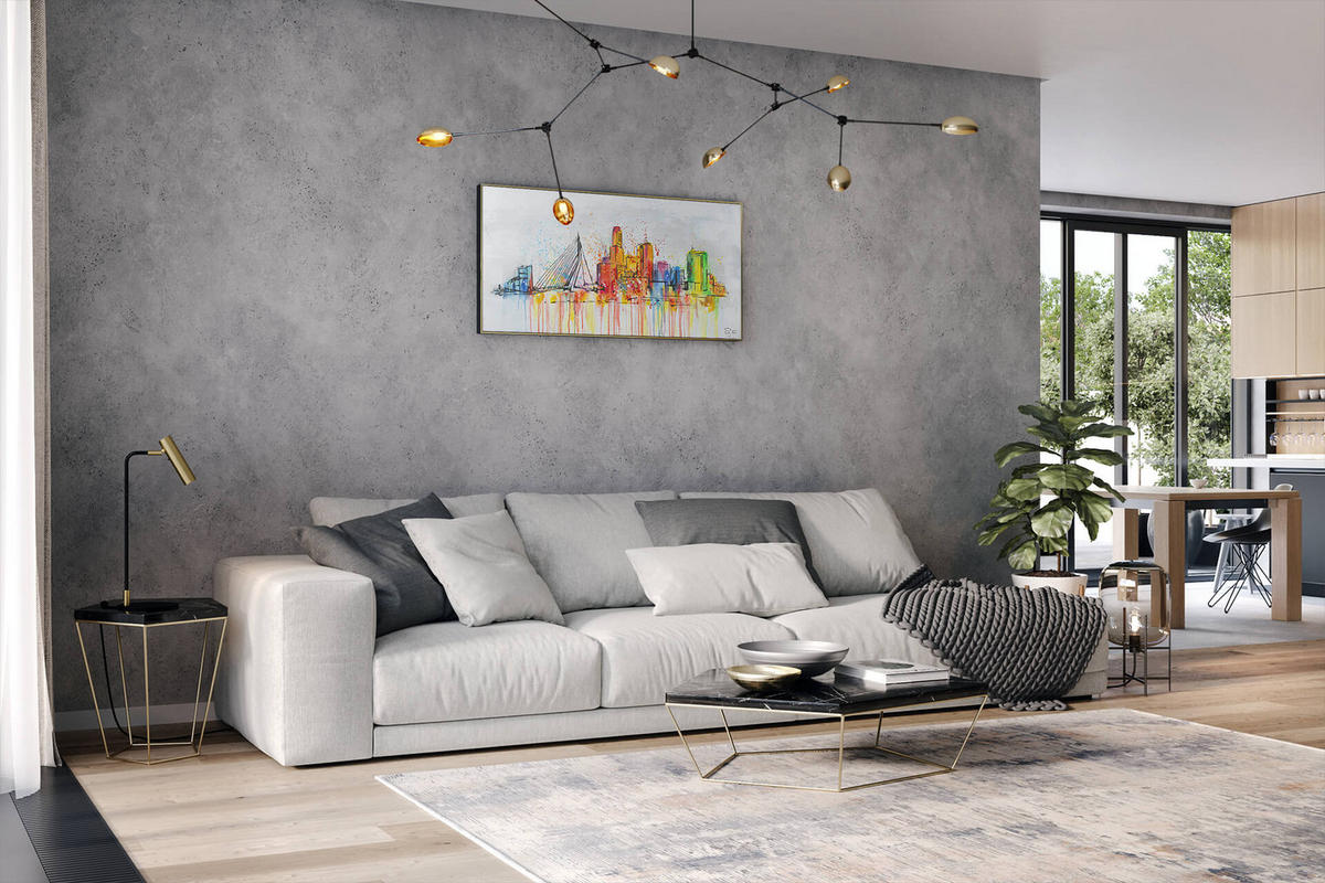 OLEJOMAĽBA 120/60 cm, Mesto a architektúra - sivá, drevo/textil (120/60cm) - KUNSTLOFT