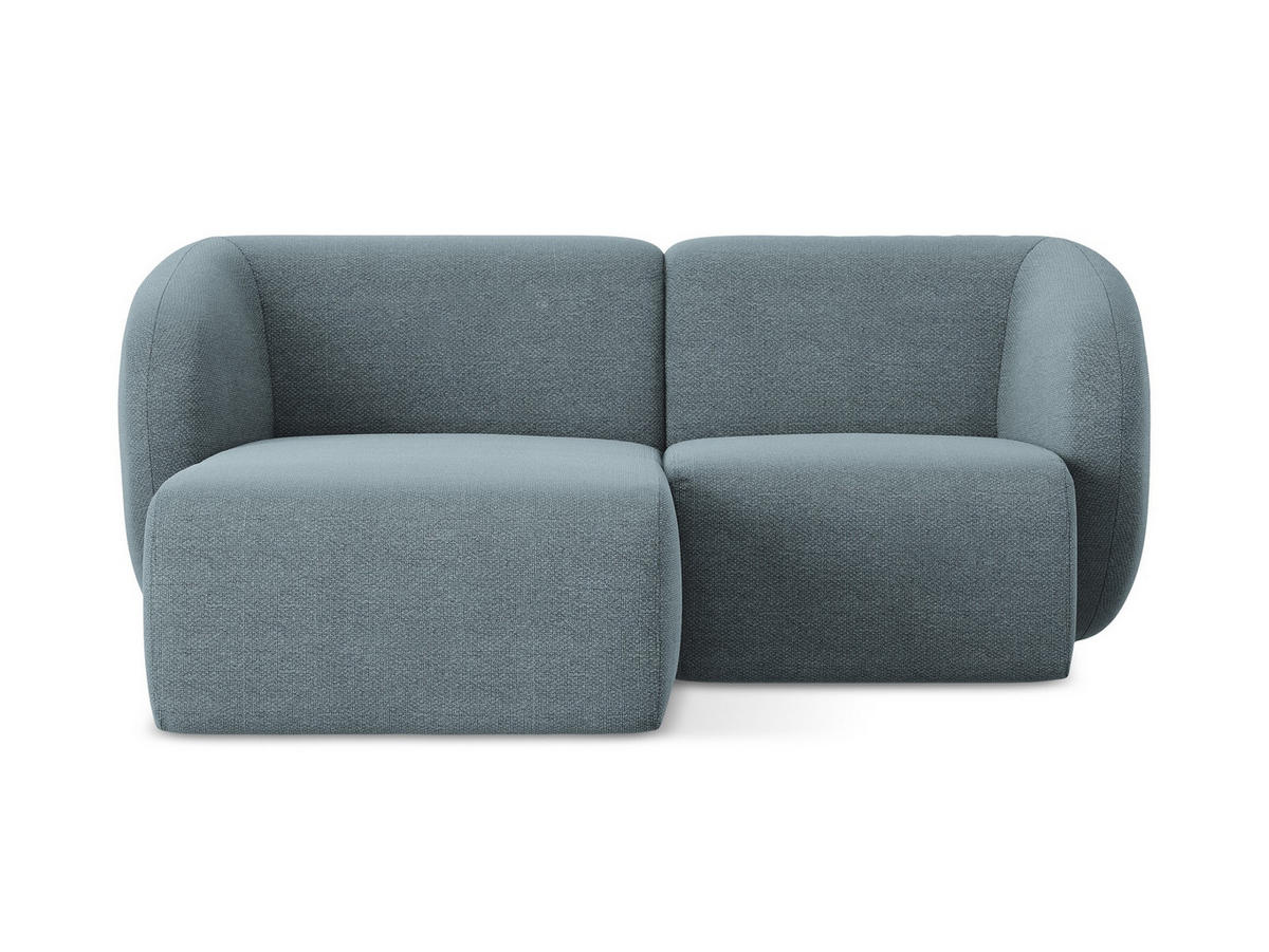 ECKSOFA Links Bouclé Stoff Blau - Blaugrau/Schwarz, Holzwerkstoff/Kunststoff (178/166cm) - Makamii