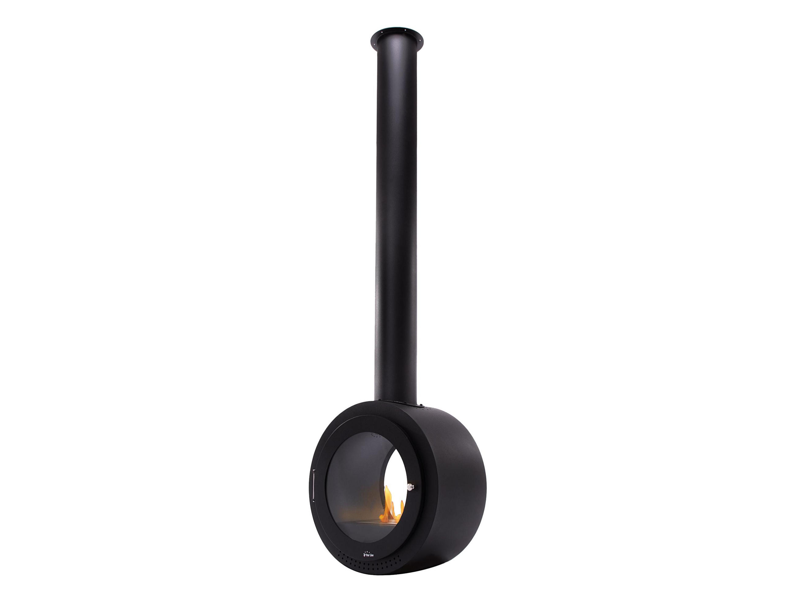 BIOETHANOL-KAMIN Schwarz Deckenmodell mit Rohr inklusive 1 L Brennblock - Schwarz, Metall (60/210/35cm) - Purline
