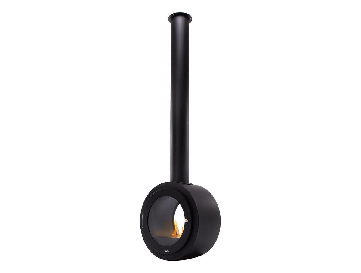 BIOETHANOL-KAMIN Schwarz Deckenmodell mit Rohr inklusive 1 L Brennblock - Schwarz, Metall (60/210/35cm) - Purline