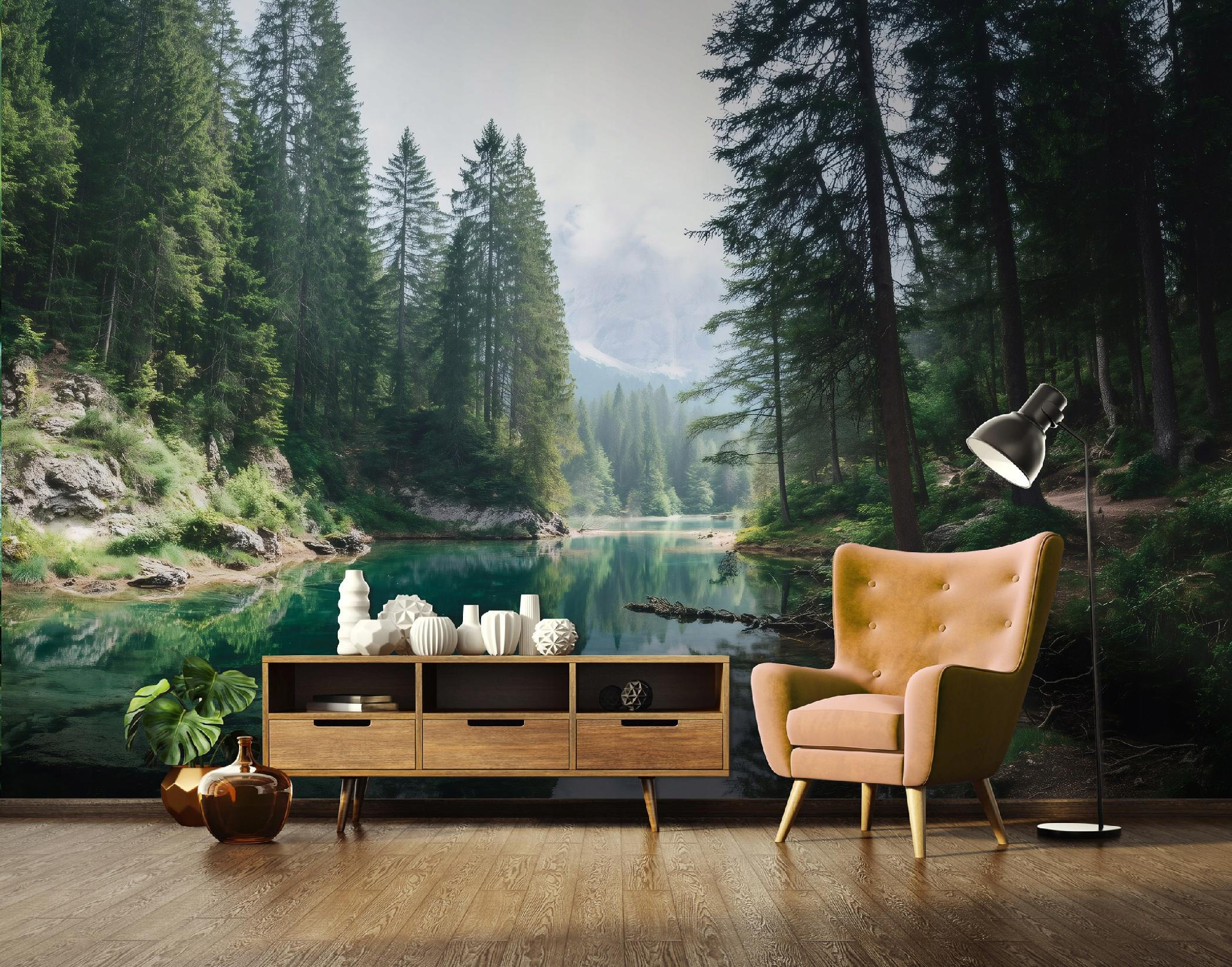 FOTOTAPETE Wald Bäume Grün 400x280 cm - Multicolor, Papier (400/280cm) - Wallarena