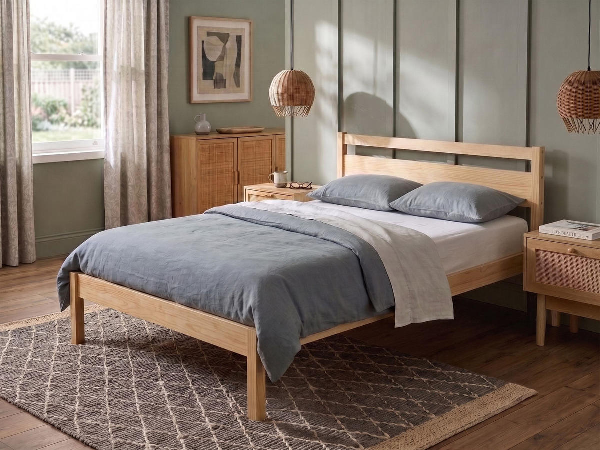 POSTEL s roštem 140/200 cm Borovicové dřevo Světle hnědá Mercurer - hnědá/světle hnědá, dřevo (140/200cm) - Beliani