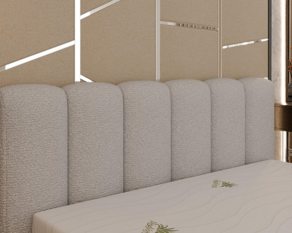 POLSTERBETT Zaira 180x200cm – Elegantes Polsterbett für modernen Wohnstil , ohne matratze, Sandfarben - Sandfarben, Holz (180/200cm) - Homesy