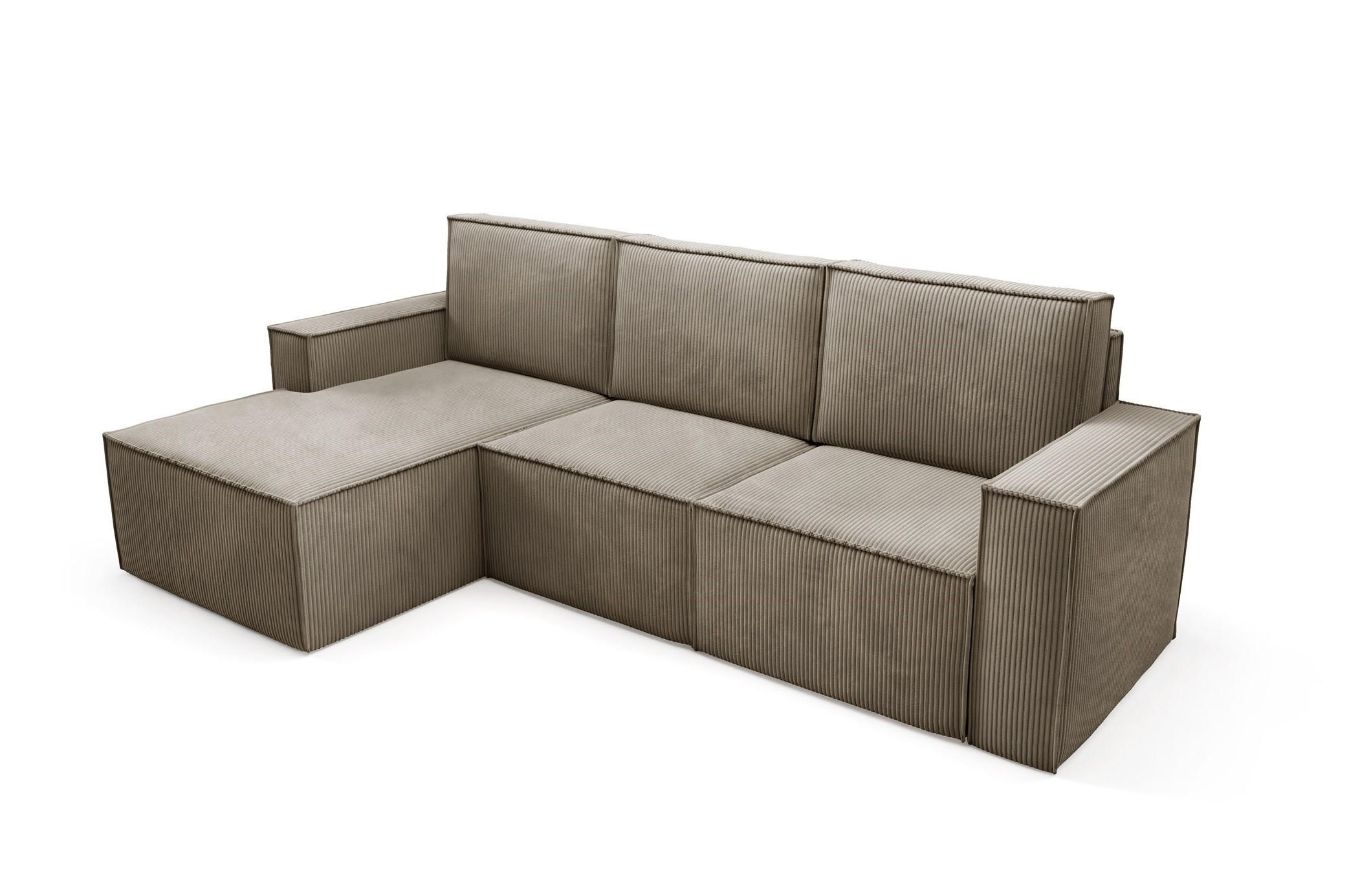 ECKSOFA Orto Hellbraun, Dreisitzer Kordecksofa linke seite - Hellbraun, Holzwerkstoff/Textil (180/142cm) - Bettso