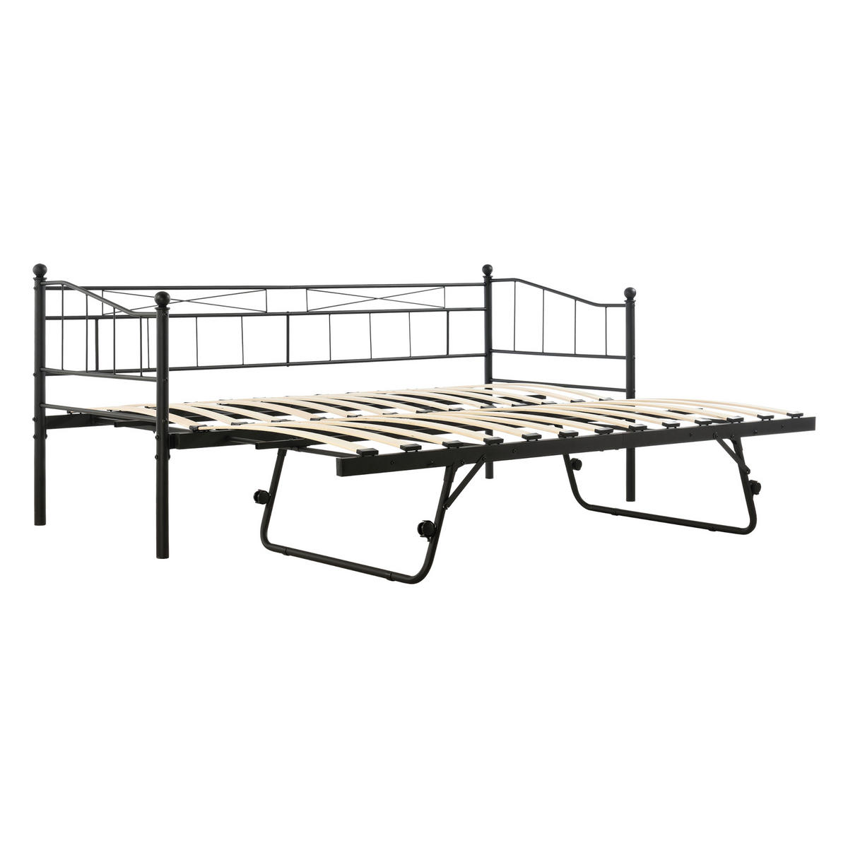 TAGESBETT Skutskär - Schwarz, Metall (90/200cm) - [en.casa]