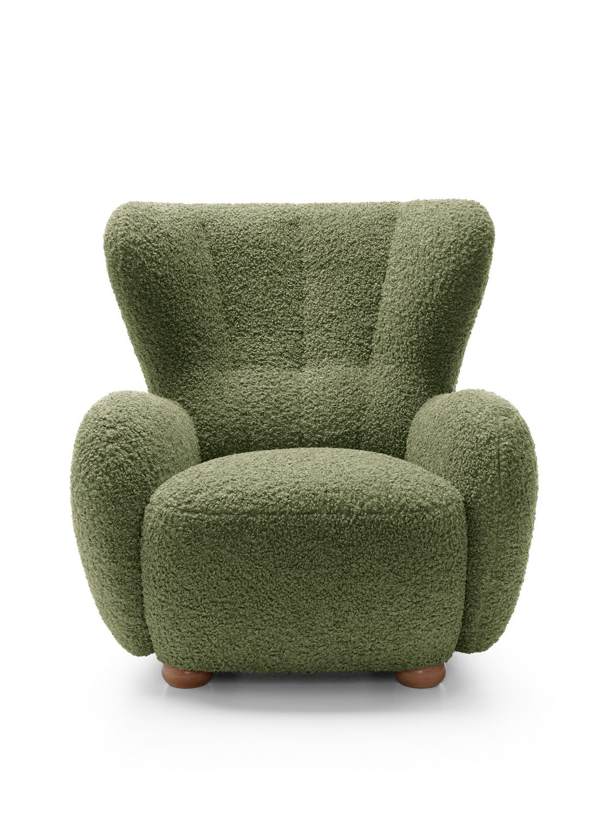 SESSEL MIST, Polstersessel Klassisch Loungesessel, Bucle-Stoff Grün - Grün, Holz/Holzwerkstoff (88/91/100cm) - MASSENO