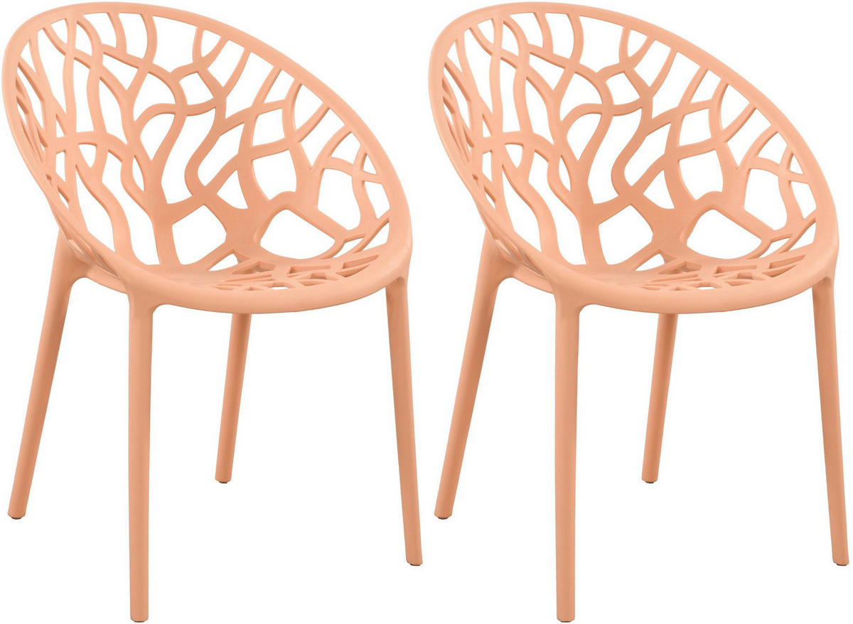 GARTENSTUHL 2er Set Kunststoff pfirsich - Pink, Kunststoff (59/80/60cm) - CLP